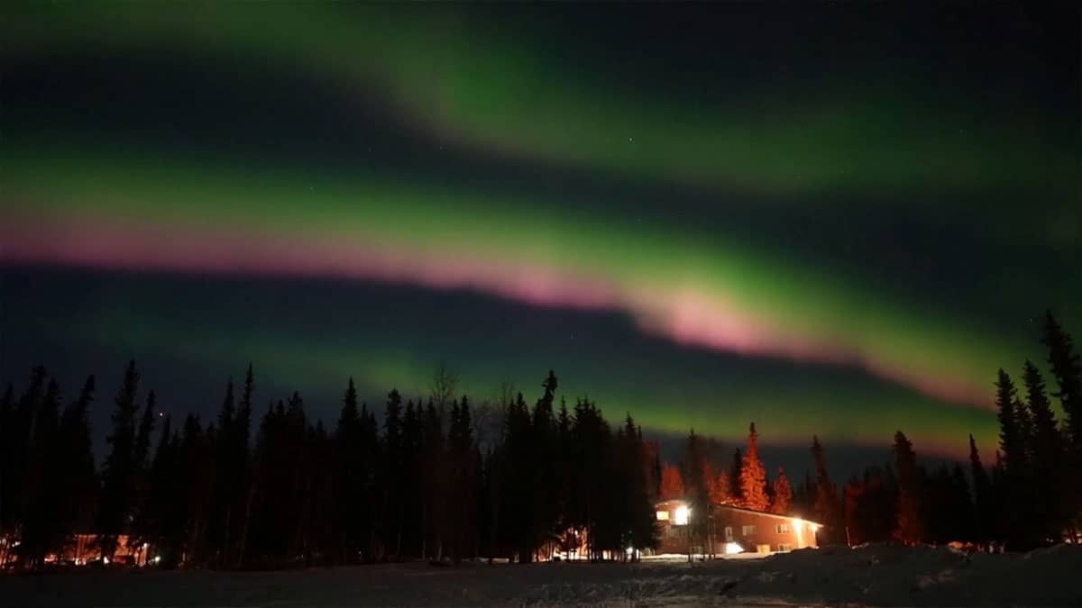 Aurora borealis paints the colors of Alaska and leaves beautiful