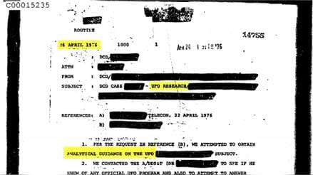 CIA: They released a large portion of the agency's documents referring to UFO sightings