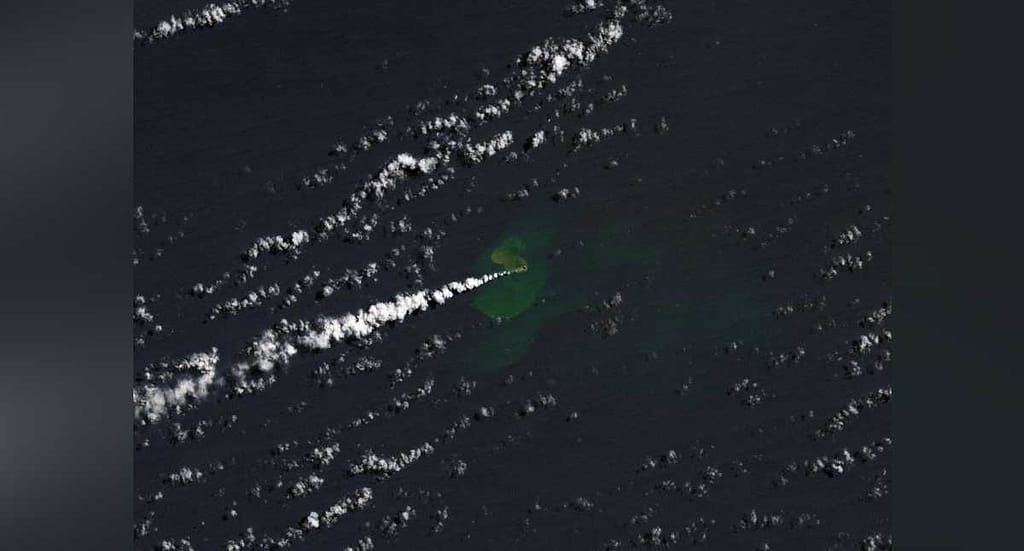 After an underwater volcano erupts, a new island appears in the Pacific Ocean