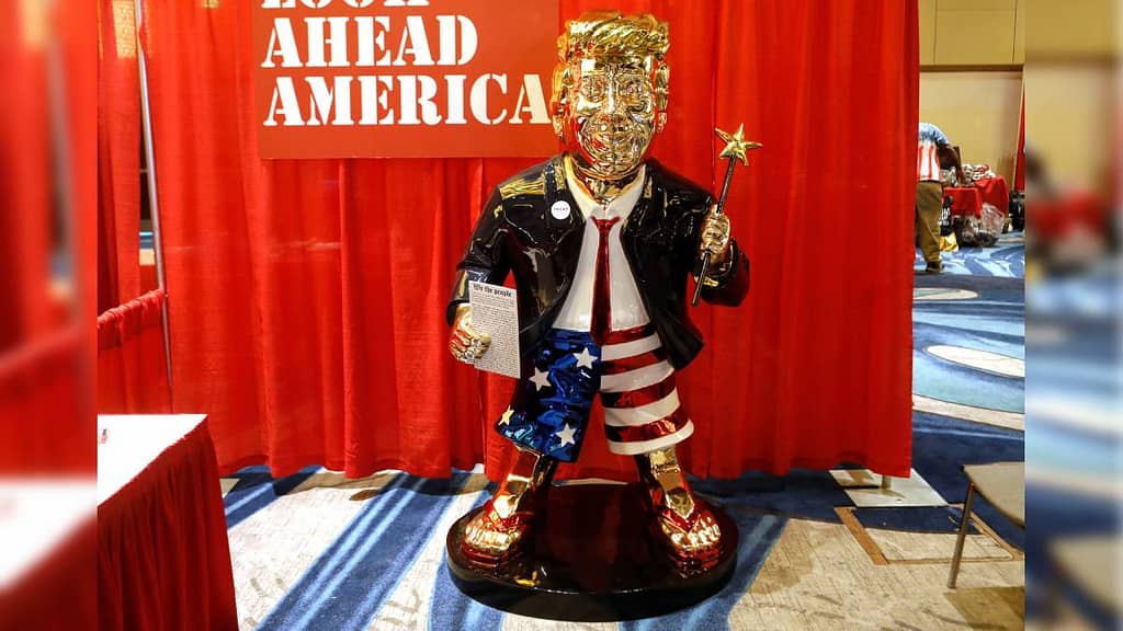 DONALD TRUMP: Loyal Republicans unveil a golden statue of a former president