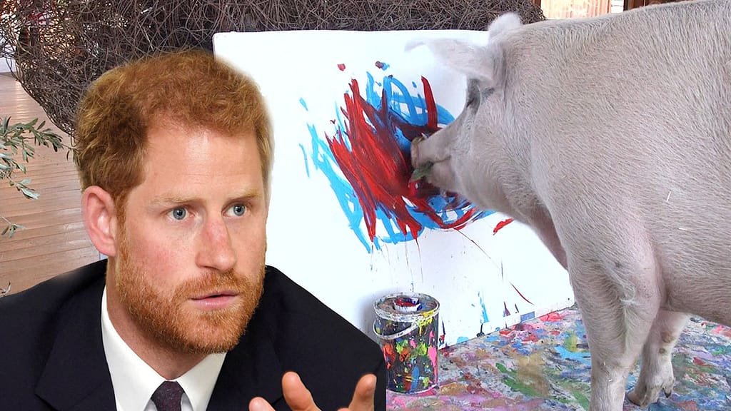 Pigcasso: A painter pig who sells Prince Harry's portrait