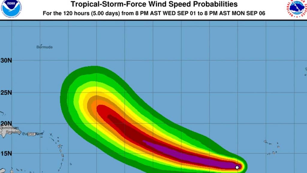 Larry grows stronger.  It can become a major hurricane, up to Category 6