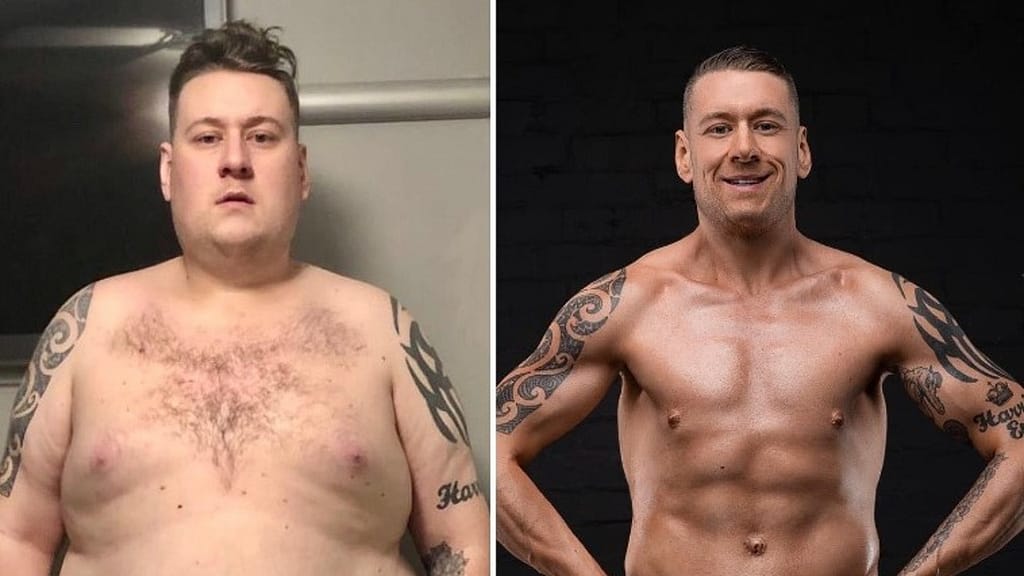 A man's astonishing physical change after his son asked him if he was going to die of being overweight