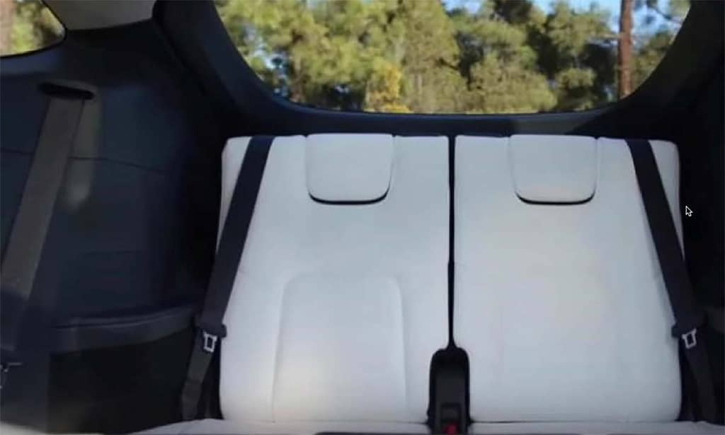 Video of the third-row seat space in the Tesla Model Y