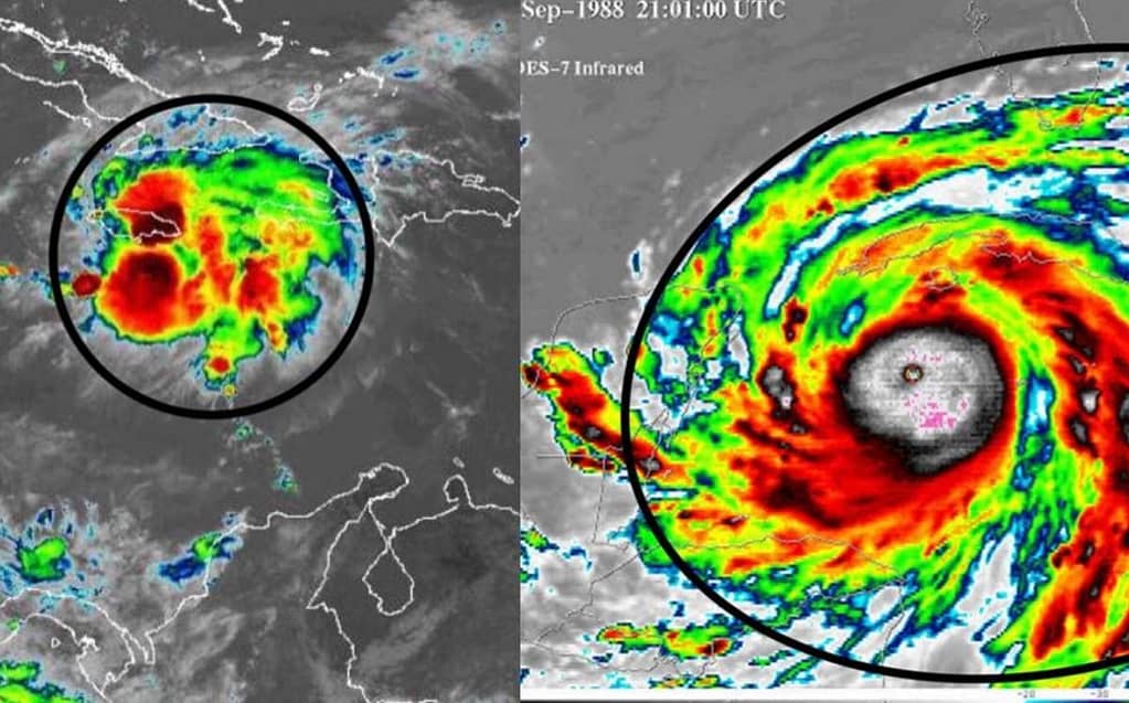 El huracán Gilberto tenía un diámetro mucho mayor.