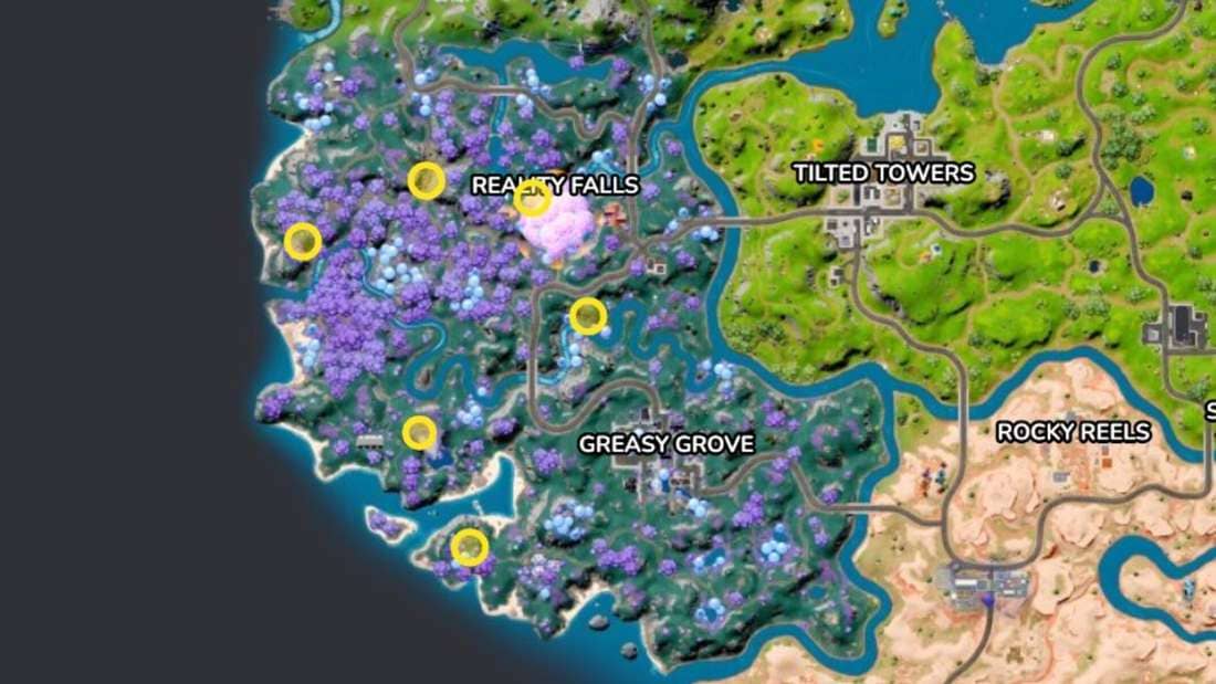 Locations of all geysers in Fortnite