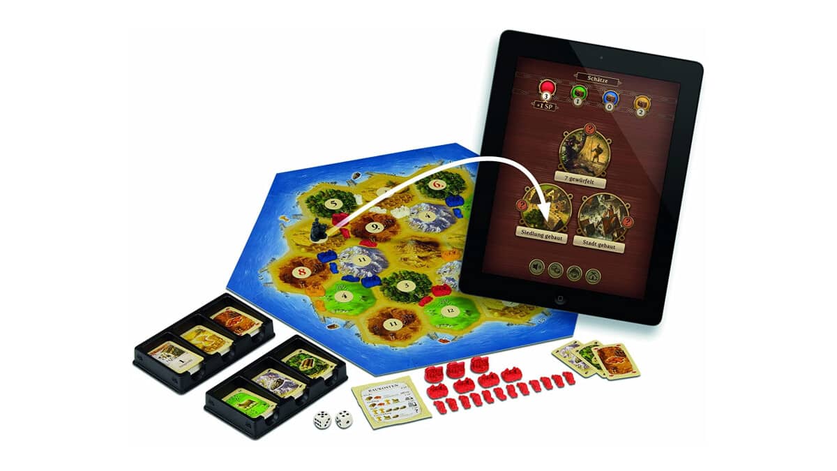 The Settlers of Catan is supported by iPhone or iPad.