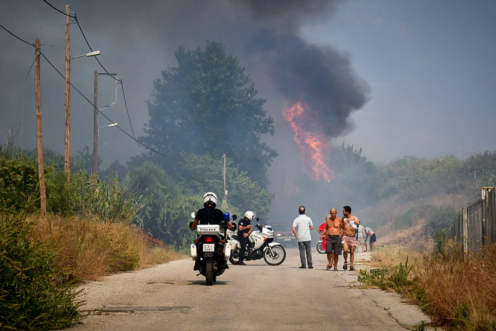 A forest fire near the Greek city of Patras.  (Source: imago / ANE Edition)
