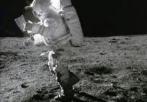 Edgar Mitchell walking on the moon in February 1971