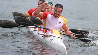 Saúl Craviotto, at the front of Spain's K4 game at the Olympic Games Tokyo 2020