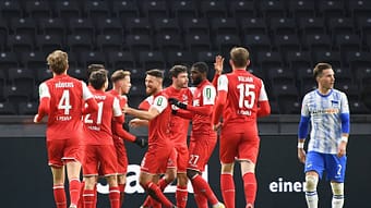 1. FC Köln celebrates against Hertha BSC.