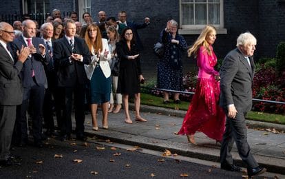 Boris Johnson and his wife Carrie Johnson left Downing Street on Tuesday.