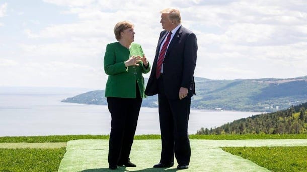 There are also personal encounters that you can't really miss: Angela Merkel with Donald Trump at the G7 summit in 2018 (Source: Imago Images)