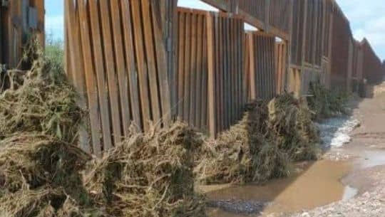 Donald Trump: The border wall with Mexico appears to have been badly damaged by desert rain

