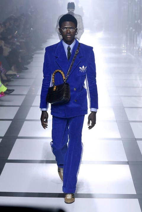 The new adidas jumpsuit from Gucci.  Image credit: Estrop/Getty Images 