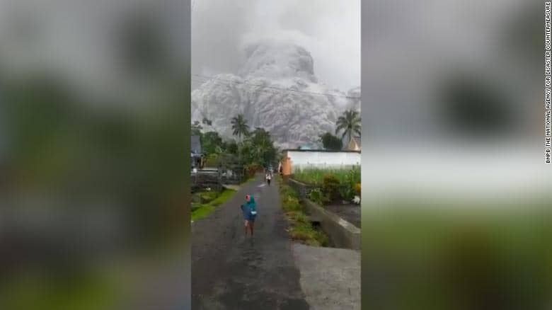 Mount Semeru eruption in Indonesia