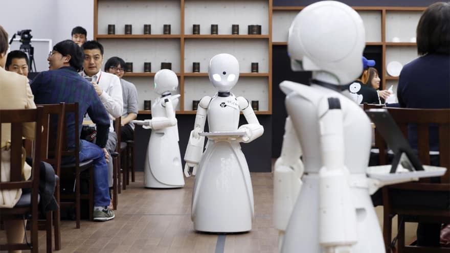 Robot waiters can have the same distractions as humans