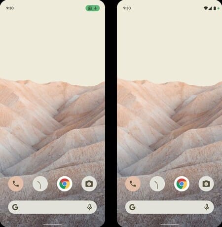 Android 12 Filter Themes Colors System Notifications Privacy Use of Microphone Camera