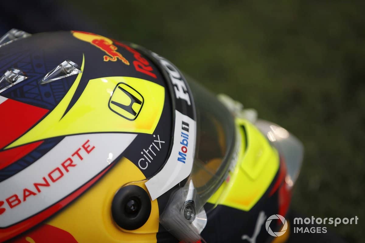 Detail of Sergio Perez's helmet, Red Bull Racing