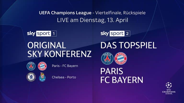 So you can watch the CL's quarter-finals live on Sky.