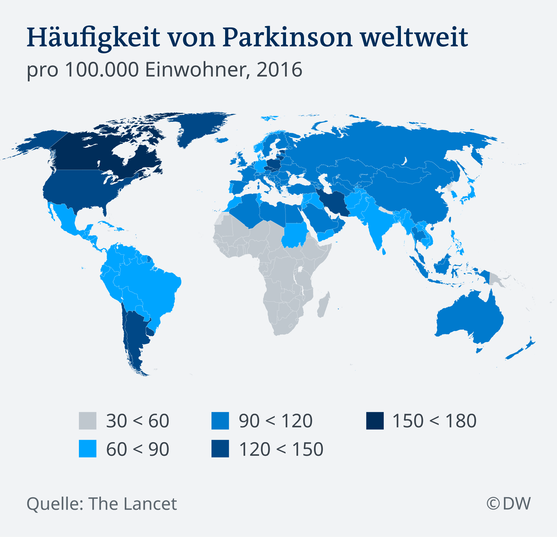 Infographic: Parkinson's Disease Incidence Map Worldwide 2016
