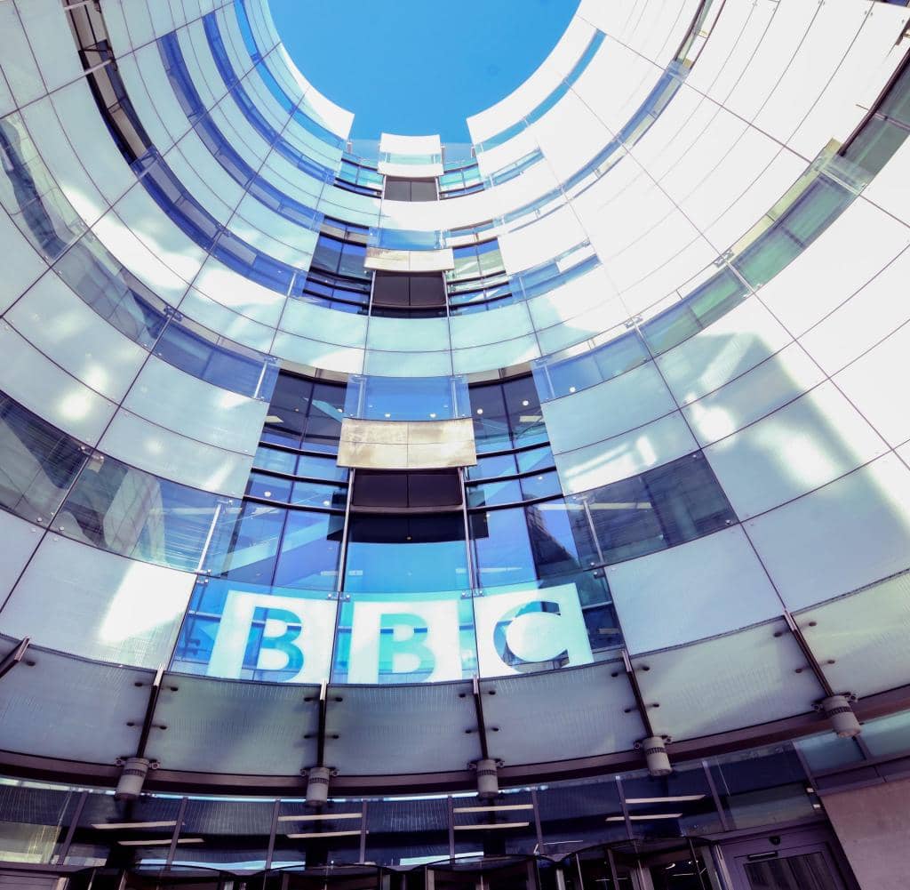 The BBC logo at the BBC entrance
