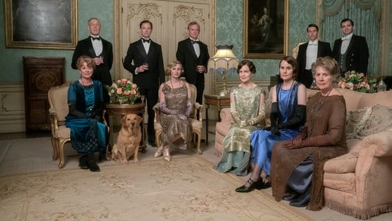 The noble English family in their home in Dowton Abbey - A scene from "Dowton Abbey 2", 2022 motion picture film © 2021 FOCUS FEATURES LLC.  All rights reserved. 