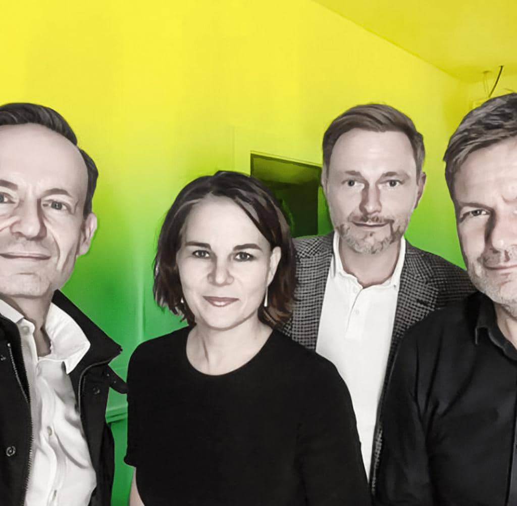 Union or the Social Democratic Party?  Liberals Lindner (second from right) and Wesing (left) as well as the greens Burbock and Habeck keep everything open