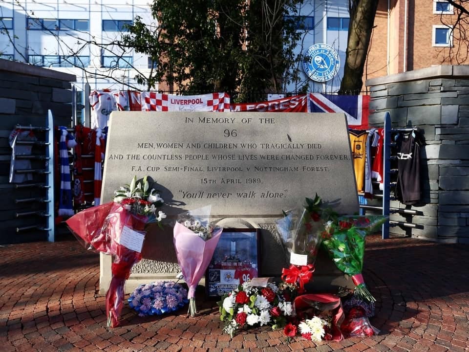 Flowers commemorate the stadium disaster