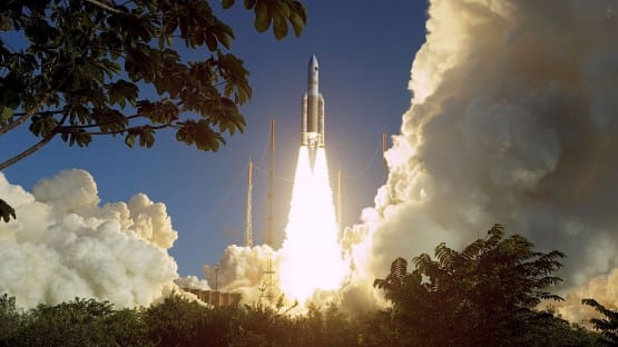 Europe's success story: Ariane 5 rocket launch at Kourou (ESA / Arianespace)