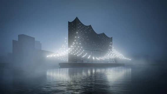Light installation at the Elbphilharmonie in Hamburg © copyright moka-studio 2021 